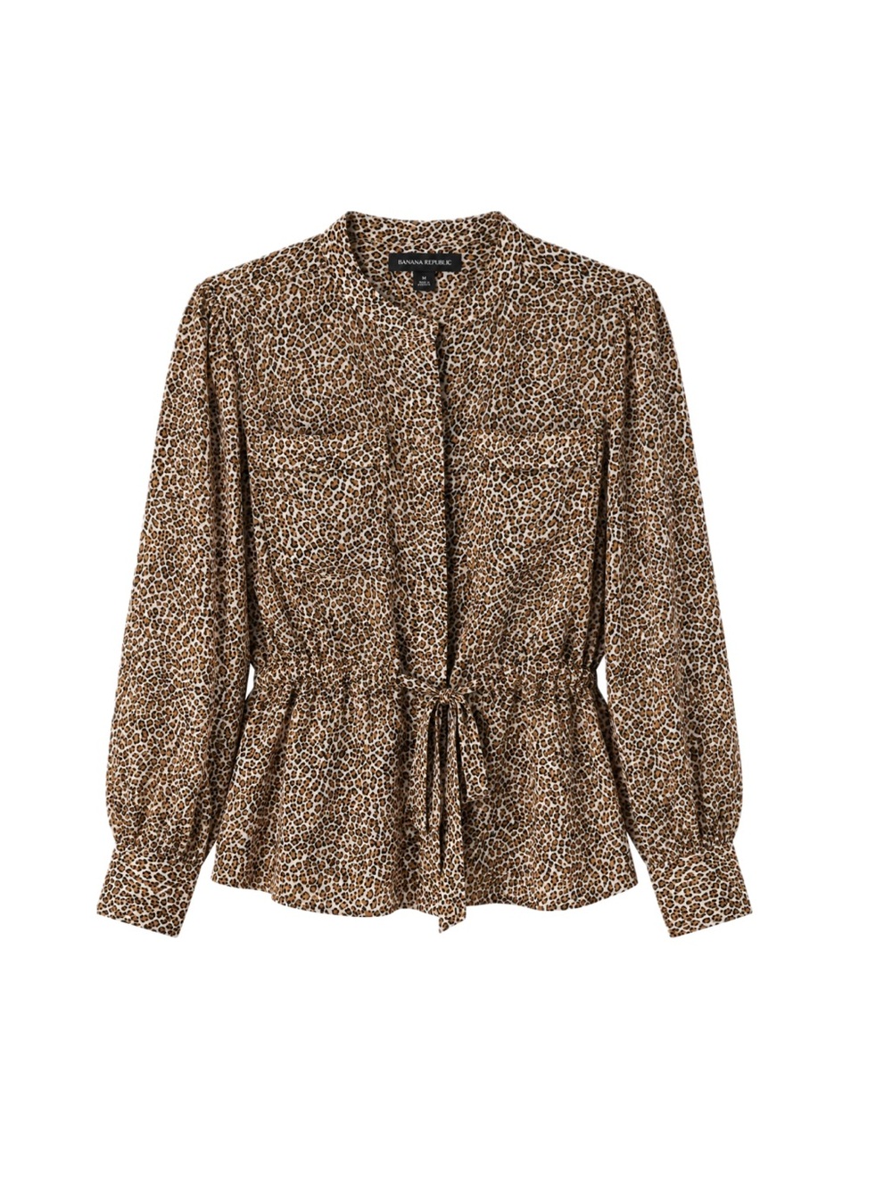 Banana Republic Chiffon Belted Button-Up Utility Shirt - Leopard Print, Size M